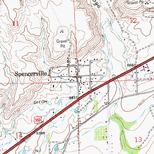 Topographic Map of Spencerville, NM