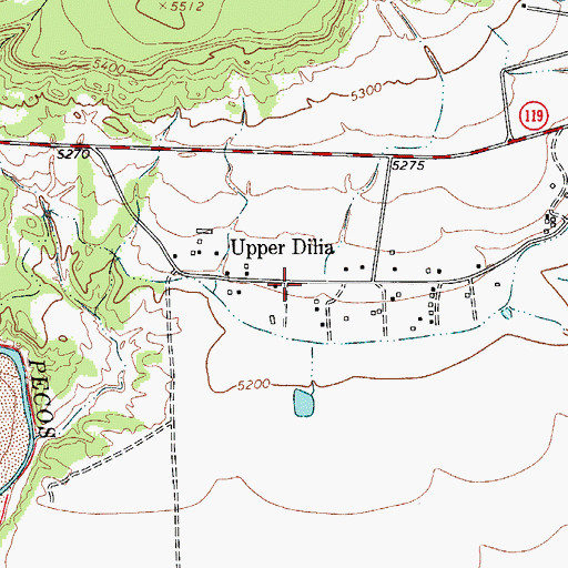 Topographic Map of Upper Dilia, NM
