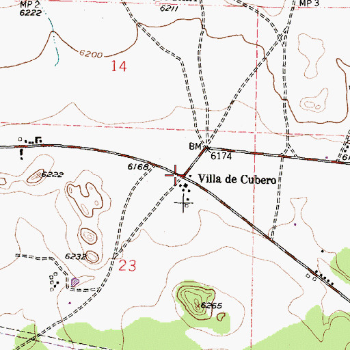 Topographic Map of Villa de Cubero, NM