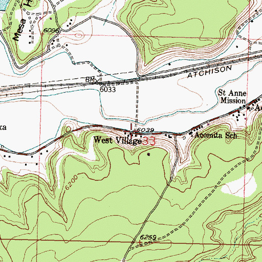 Topographic Map of West Village, NM