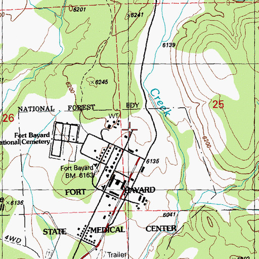 Topographic Map of Fort Bayard State Hospital, NM