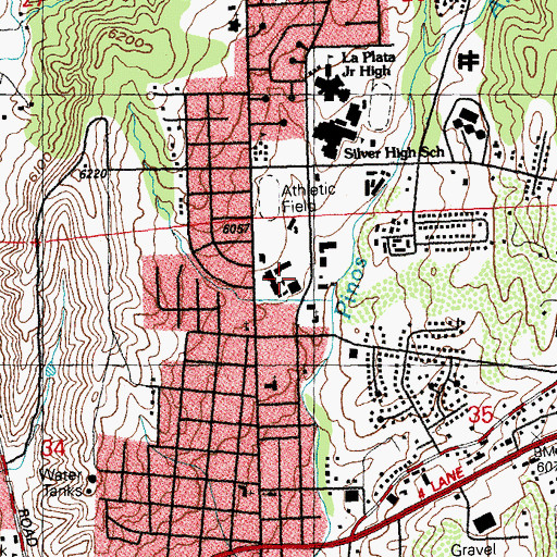 Topographic Map of Gila School, NM