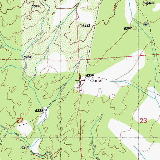Topographic Map of Badlands Corral, NM
