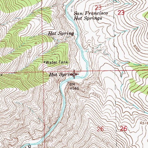 Topographic Map of Frisco Hot Springs, NM