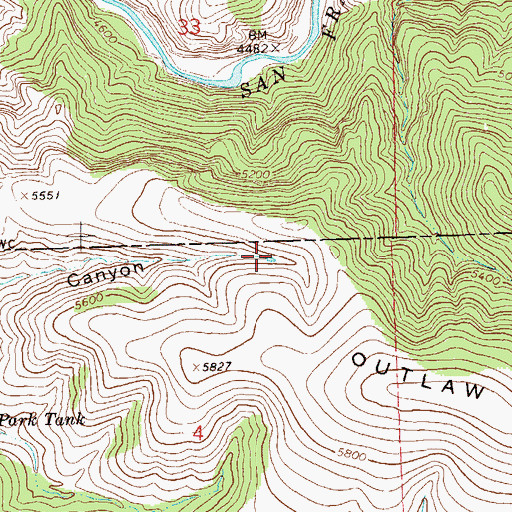 Topographic Map of Cottonwood Tank, NM