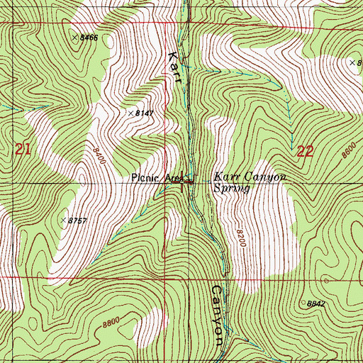 Topographic Map of Karr Canyon Picnic Area, NM