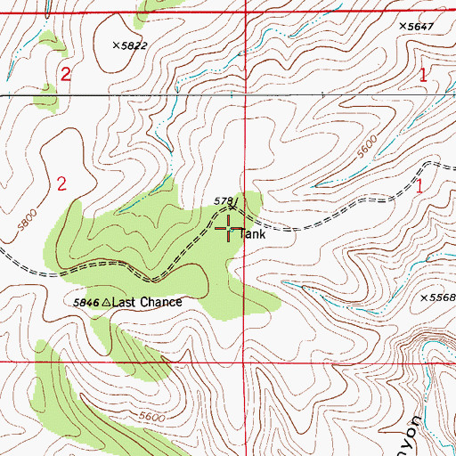 Topographic Map of Last Chance Water Storage Tank, NM