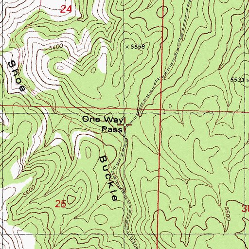 Topographic Map of One Way Pass, AZ