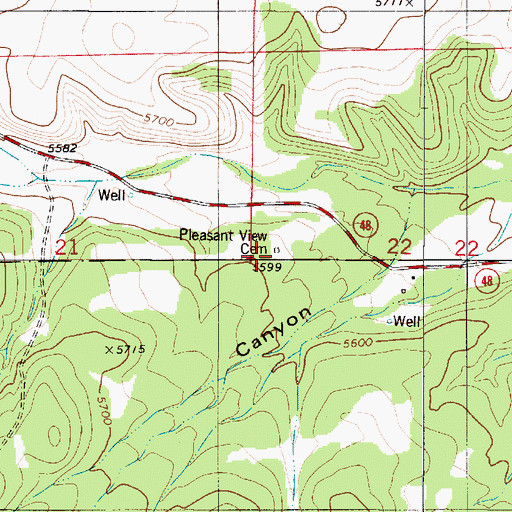 Topographic Map of Pleasant View Cemetery, NM