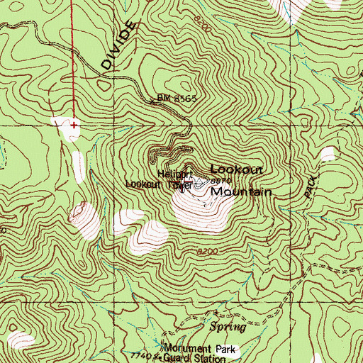 Topographic Map of Lookout Mountain Lookout, NM