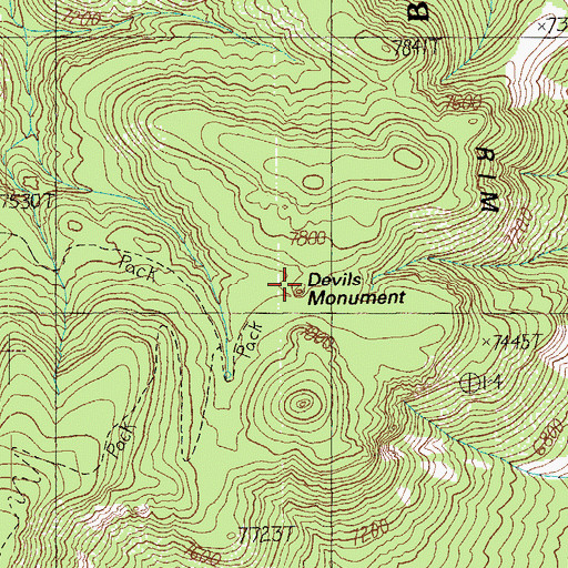 Topographic Map of Devils Monument, NM