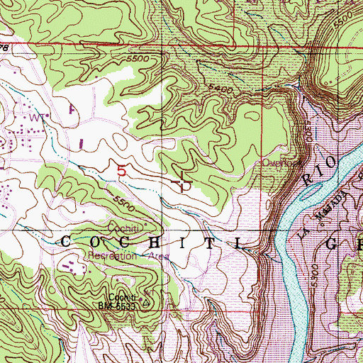 Topographic Map of Cochiti Recretaion Area, NM