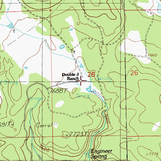 Topographic Map of Double J Ranch, NM