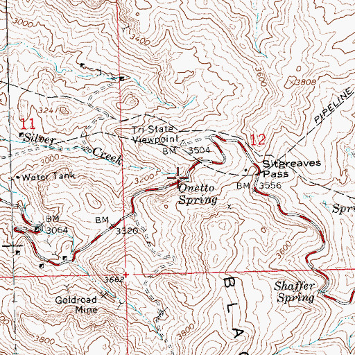 Topographic Map of Onetto Spring, AZ