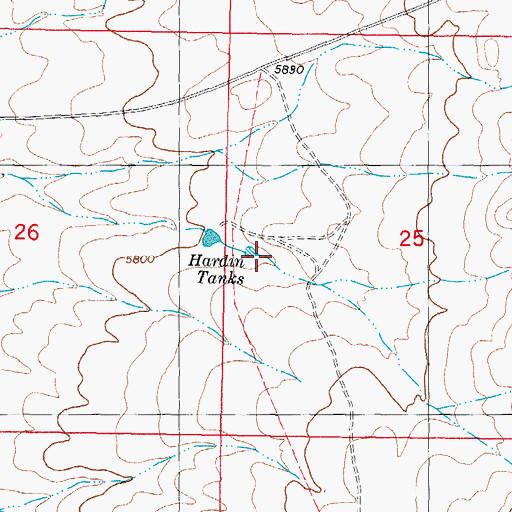 Topographic Map of Hardin Tank Number 2, NM