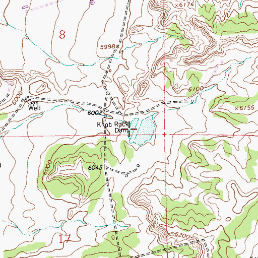 Topographic Map of Knob Rock Dam, NM