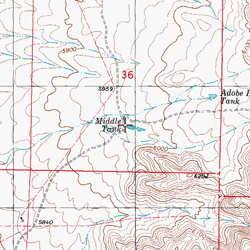 Topographic Map of Middle Tank, NM