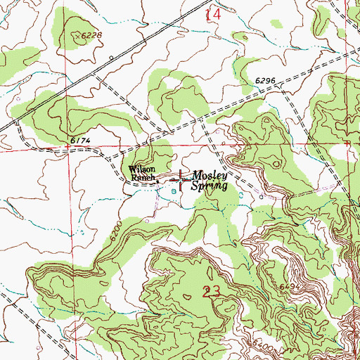 Topographic Map of Mosley Spring, NM