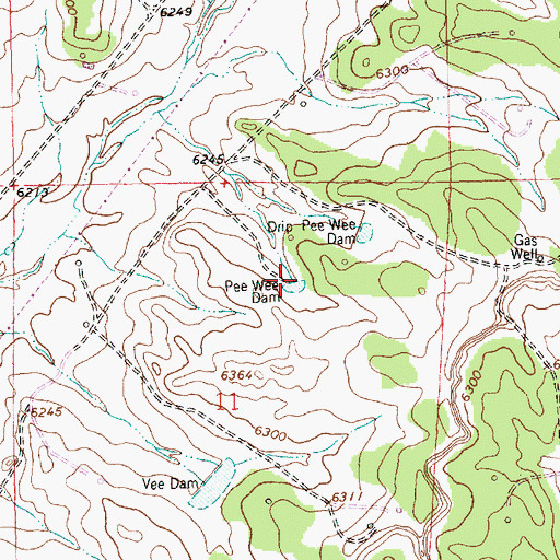 Topographic Map of Pee Wee Dam, NM