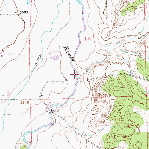 Topographic Map of Two Cross Arroyo, NM