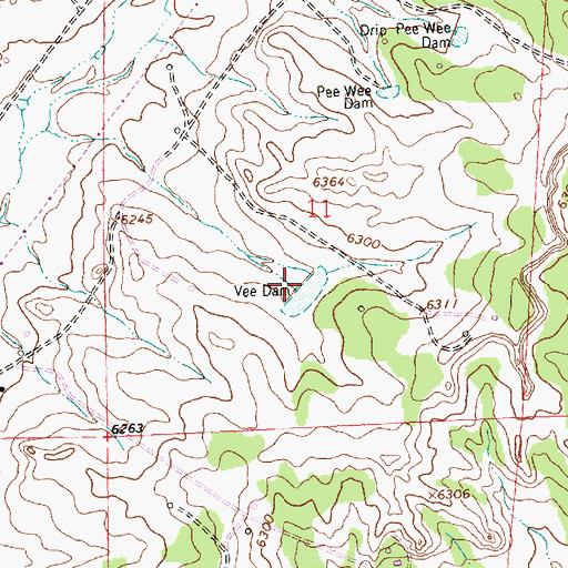 Topographic Map of Vee Dam, NM