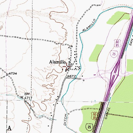 Topographic Map of Alamillo, NM