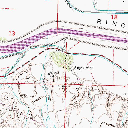 Topographic Map of Angostura, NM