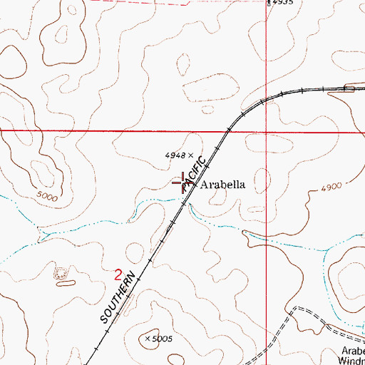 Topographic Map of Arabella, NM