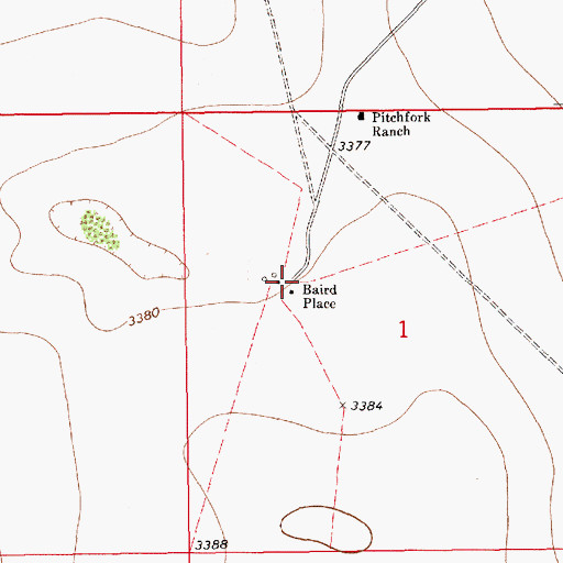 Topographic Map of Baird Place, NM