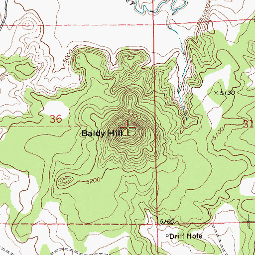 Topographic Map of Baldy Hill, NM