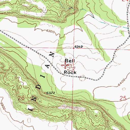Topographic Map of Bell Rock, NM