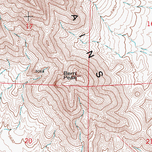 Topographic Map of Bern Peak, NM