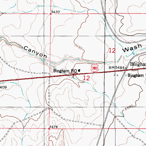 Topographic Map of Bingham Post Office, NM
