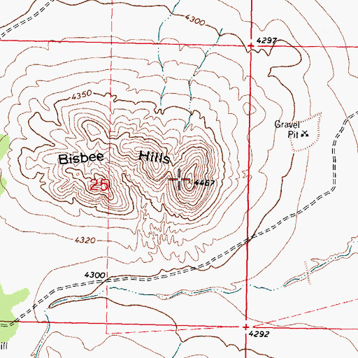 Topographic Map of Bisbee Hills, NM