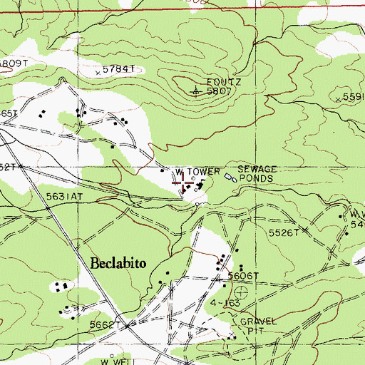 Topographic Map of Beclabito, NM