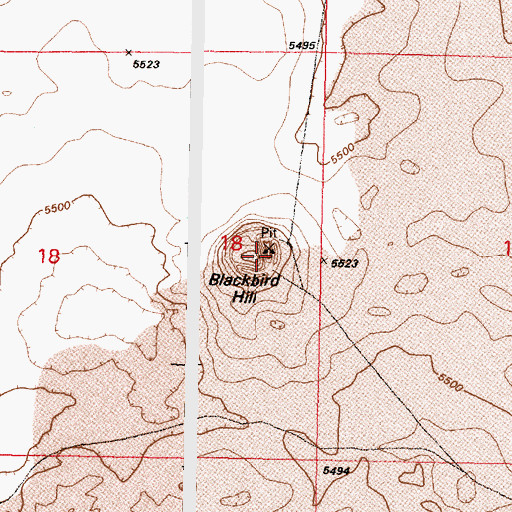 Topographic Map of Blackbird Hill, NM
