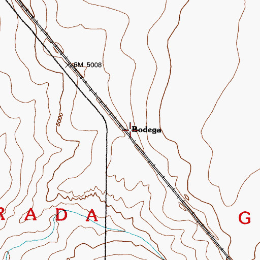 Topographic Map of Bodega, NM