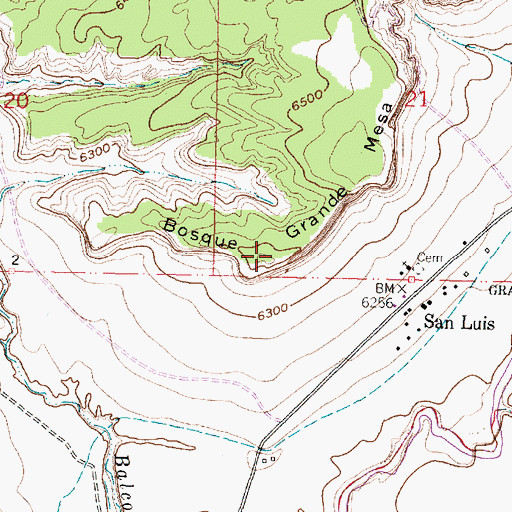 Topographic Map of Bosque Grande Mesa, NM