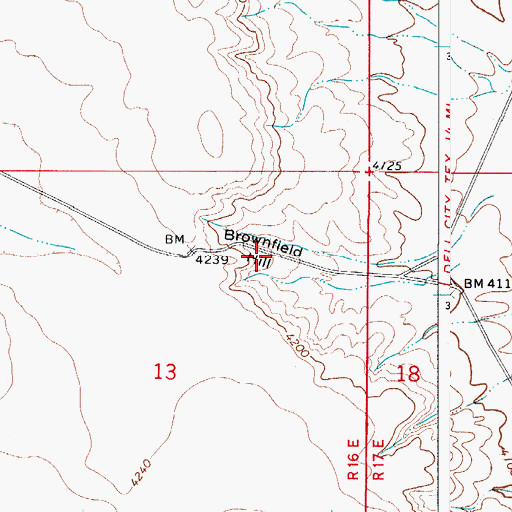 Topographic Map of Brownfield Hill, NM