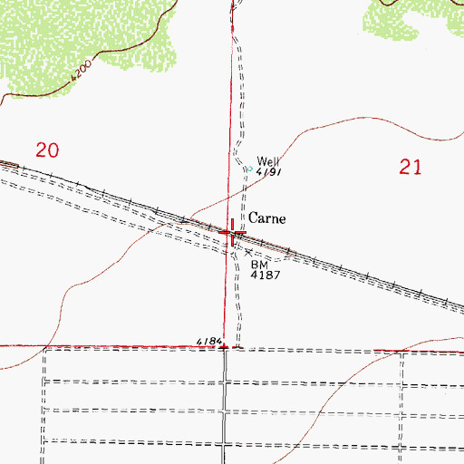 Topographic Map of Carne, NM