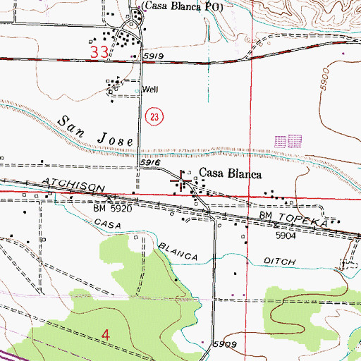 Topographic Map of Casa Blanca, NM