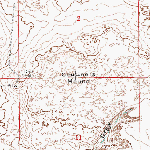 Topographic Map of Centinela Mound, NM