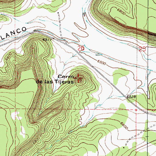Topographic Map of Cerro de las Tijeras, NM
