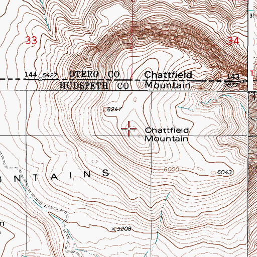 Topographic Map of Chattfield Mountain, NM