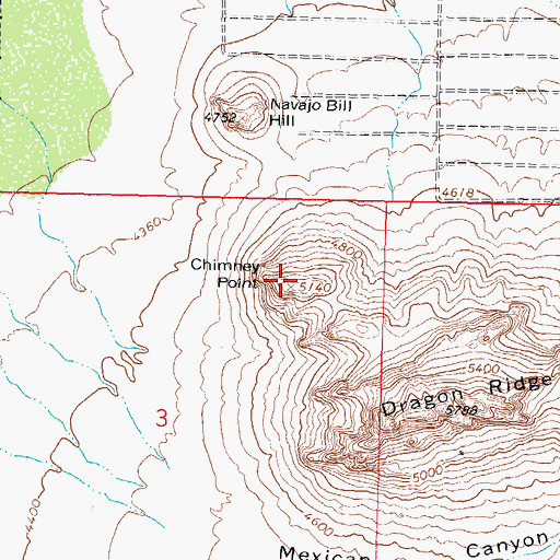Topographic Map of Chimney Point, NM