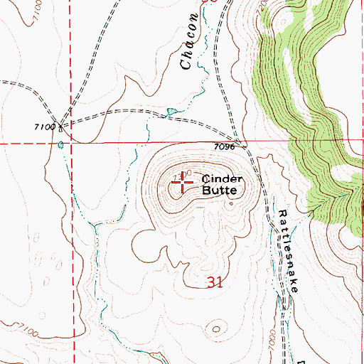 Topographic Map of Cinder Butte, NM