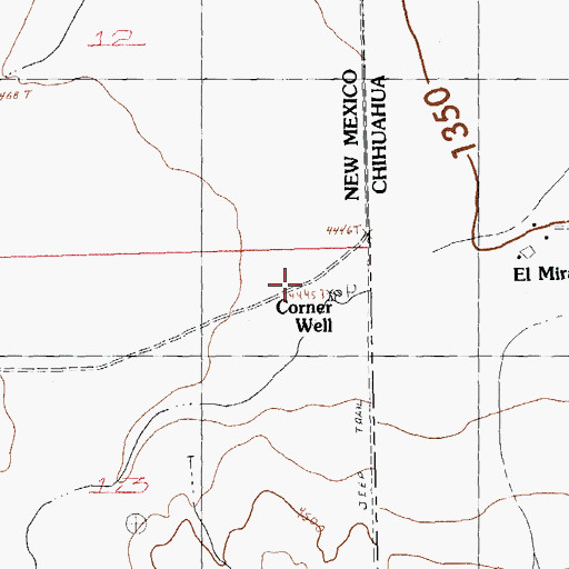 Topographic Map of Corner Ranch, NM