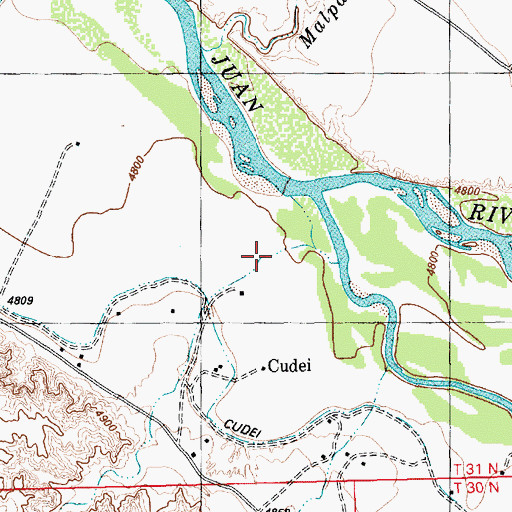 Topographic Map of Cudei, NM