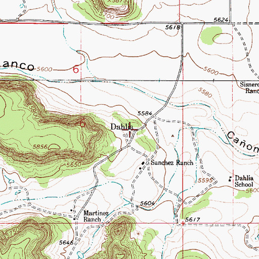 Topographic Map of Dahlia, NM