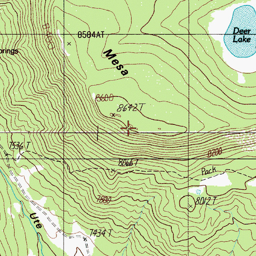 Topographic Map of Deer Lake Mesa, NM